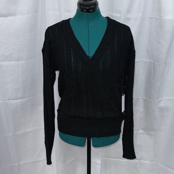 ASTR Black Open Knit Cross Front Sweater | Sz M, NWT - Picture 2 of 7